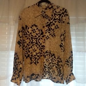 Escada silk print blouse sz 40